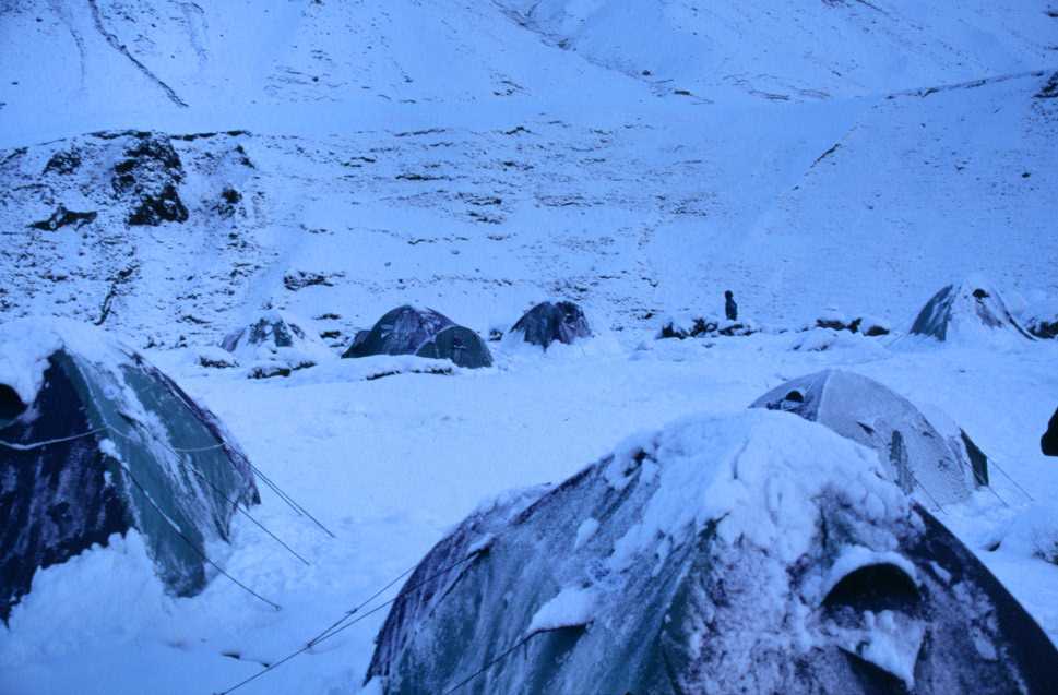 Réveil enneigé à Chillca, le 18 août 1996