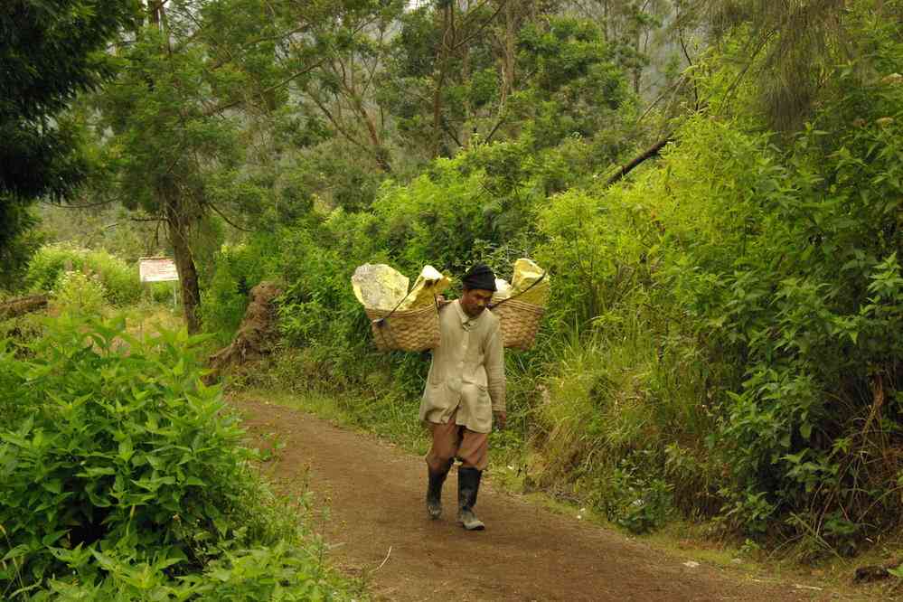 Porteur de soufre au pied du Kawa Ijen, le 16 juillet 2007