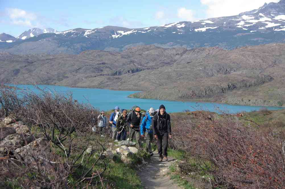 Quittant le refuge Pehoe, le 19 novembre 2012