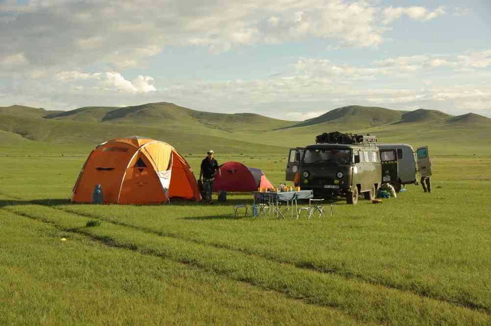 Petit déjeuner au camp de Khotont (Хотонт), le 8 août 2013