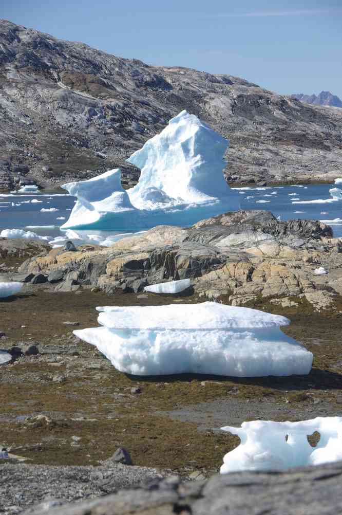Un glaçon à terre et un autre dans l’eau, le 12 juillet 2014 Un glaçon à terre et un autre dans l’eau, le 12 juillet 2014