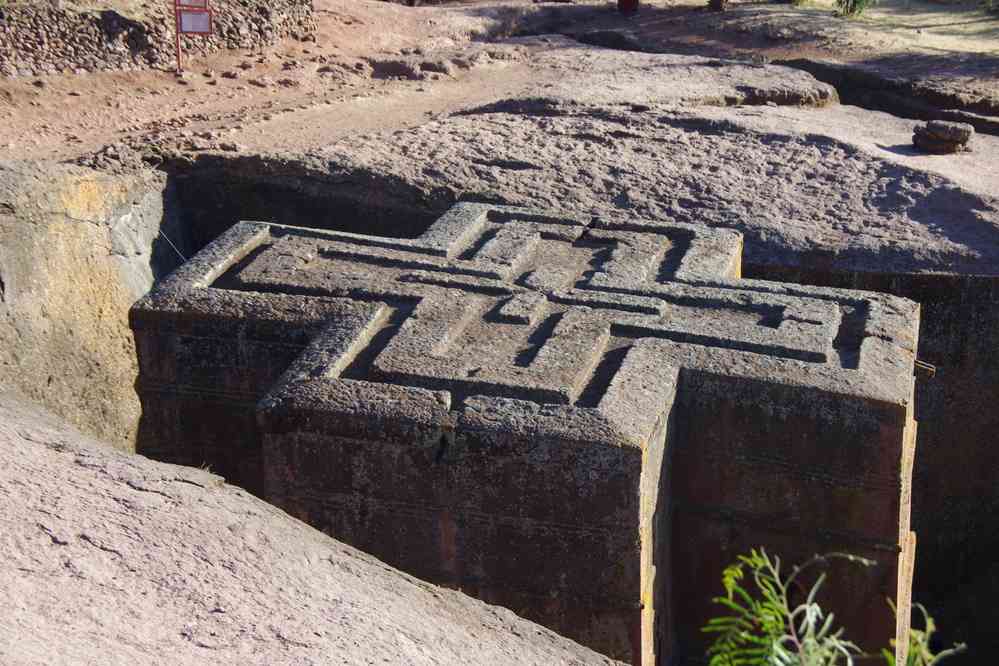 Lalibela (ላሊበላ), église St Georges (Biete Ghiorghis (ቤተ ጊዮርጊስ)), le 9 janvier 2017