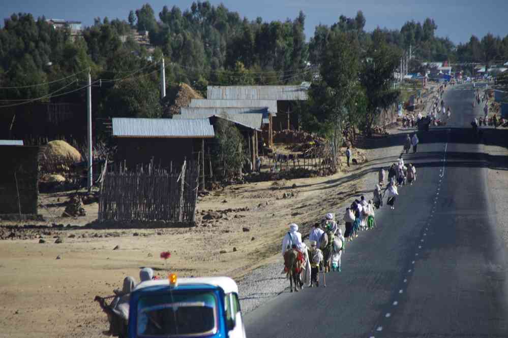 Route (construite par les Chinois) sur un plateau à 3500 m (Gashena). Route de Lalibela (ላሊበላ) à Wukro (ውቕሮ), le 10 janvier 2017