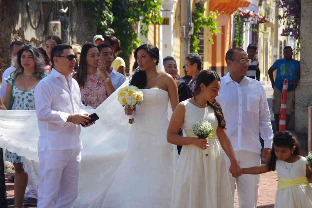 Carthagène-des-Indes, quartier Gethsémani. Mariage dans l’église de la Sainte-Trinité (Santísima Trinidad), le 3 février 2018